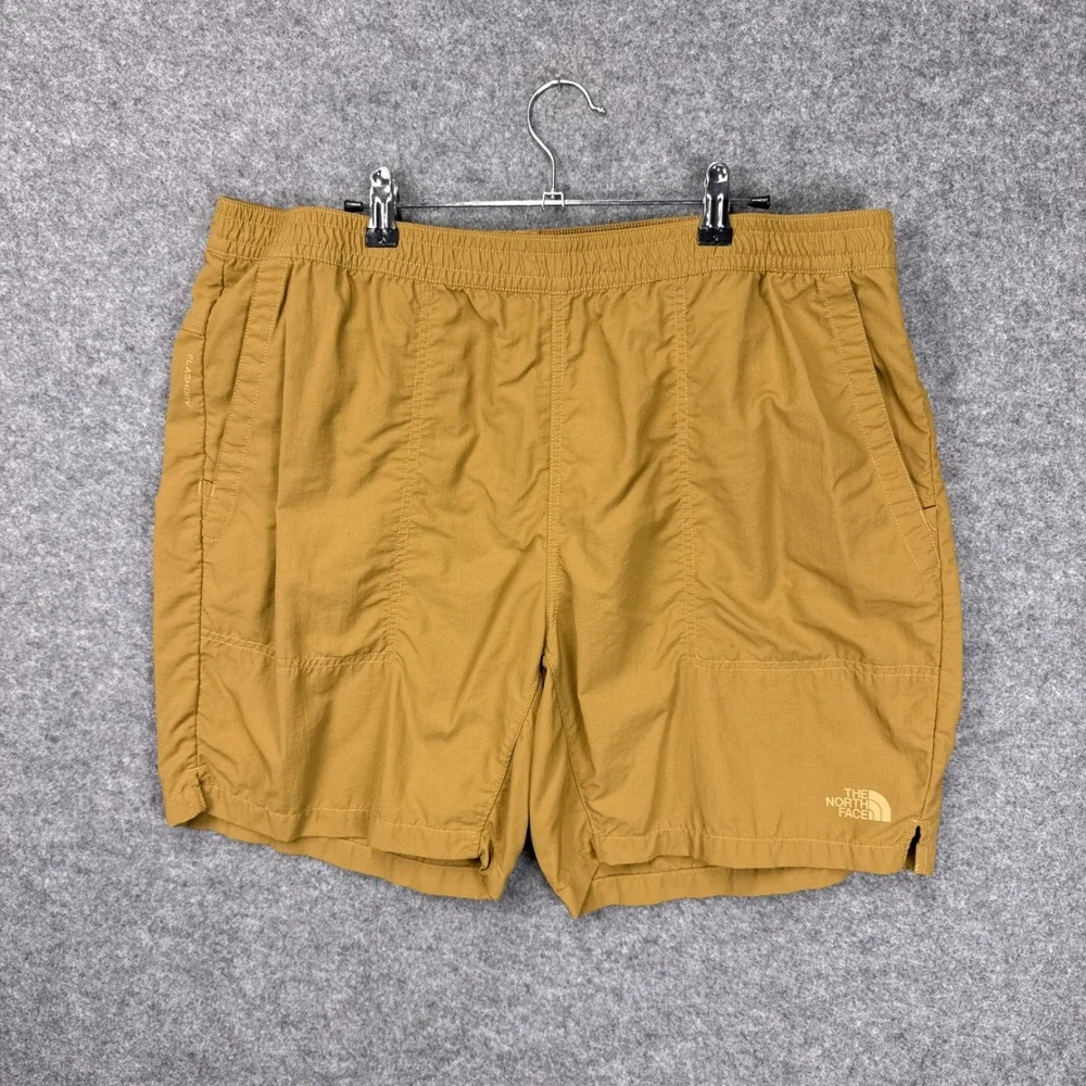 The North Face Shorts XL Mustard Yellow FlashDry Nylon Hiking Athletic Mens 6in